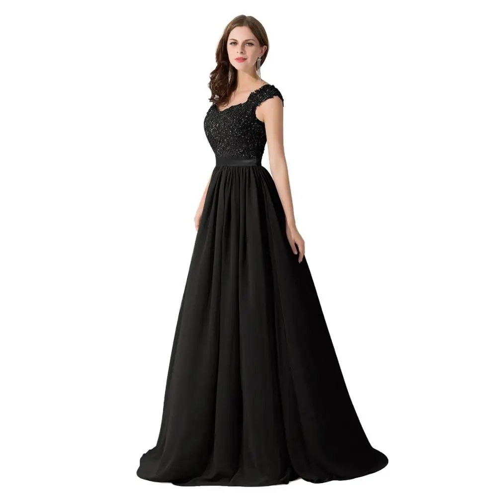 Vestido de Festa Casamento Сексуальное Прозрачное Шифоновое Кружевное Платье С Открытой Спиной Для Свадебной Вечеринки Для Подружки Невесты - Цвет: Черный