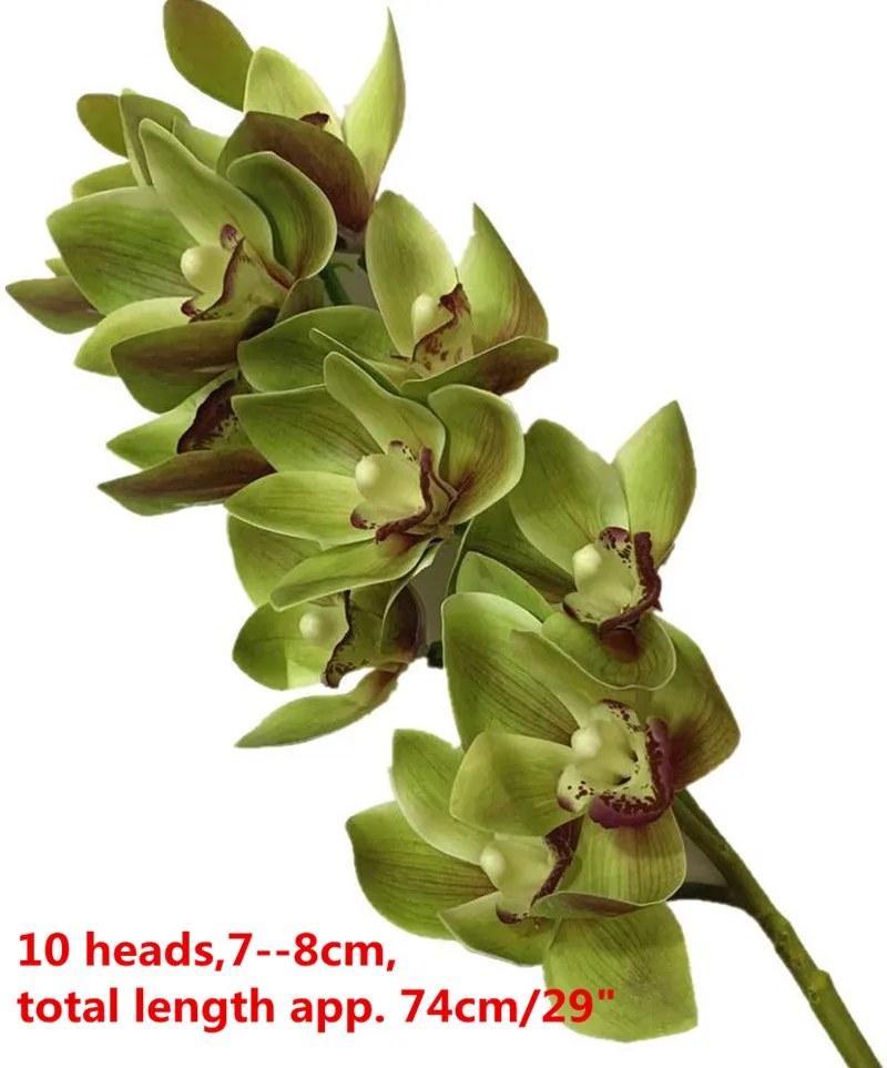 74cm green One Real Touch орхидеи бабочка фаленопсис белый/розовый/желтый искусственный Голубь из латекса Cymbidium орхидеи Цветы для свадебного украшения - Цвет: 74cm green