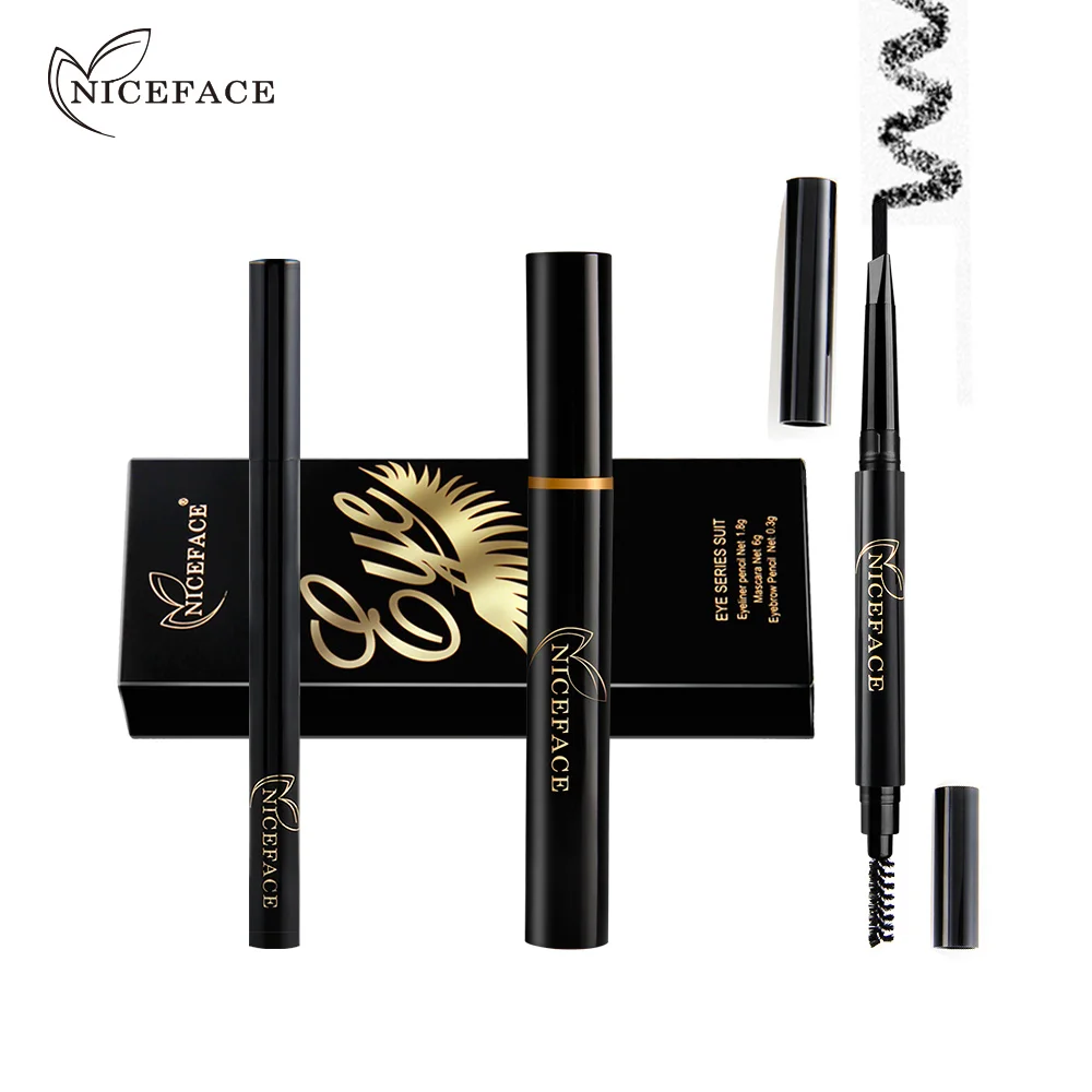3 шт./лот Niceface набор для макияжа глаз завивка Дымчатая 3d тушь ресниц водоСТОЙКАЯ