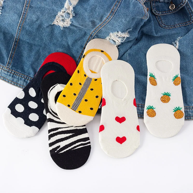 

Lnvisible Boat Socks Shallow Mouth Cotton Summer Thin Men's Silicone Non-slip Love Japanese Cotton Socks Socks