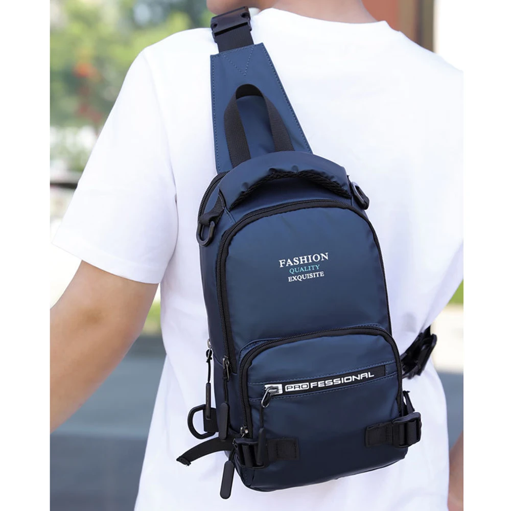 

2020 Men Nylon Waterproof Multifunction Crossbody Shoulder Bag on shoulder Short Trip travel Messenger Chest Bag Pack For Male
