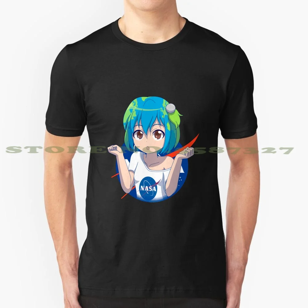 Забавная летняя футболка Earth Chan для мужчин и женщин аниме Kawaii Girl симпатичная