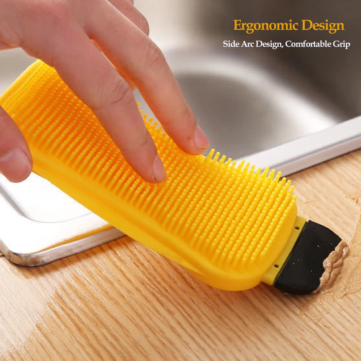 

New 3 in 1 Kitchen Cleaning Tool Sponge Brush Silicone Cleaning Brush Wash Pan Dish Bowl Sponge Scraper With Soap Dispenser