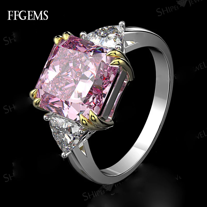 Женское элегантное кольцо из серебра 100% пробы с бриллиантом розовым рубином и