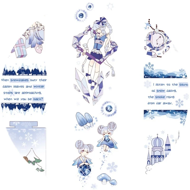 

2 Meter Roll Winter Paper Masking Tape Winter Snow Girl Material Pet Planner Journal Collage Decoration