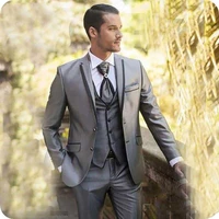 men suits silver groom wear wedding tuxedo notched lapel 3 piece slim fit groomsmen outfit bridegroom suits best man blazer