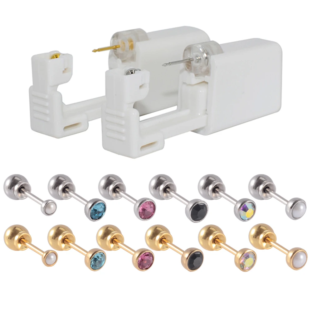 

1PCS 20G Disposable Sterile Ear Piercing Unit Cartilage Tragus Helix NO PAIN Piercer Tool Machine Kit Piercings Jewelry