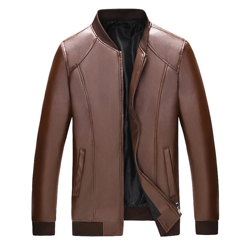 

Spring Autumn Leather Jacket Men Business Casual PU Coat New Zipper Black Motorcycle Leather Jacket Men