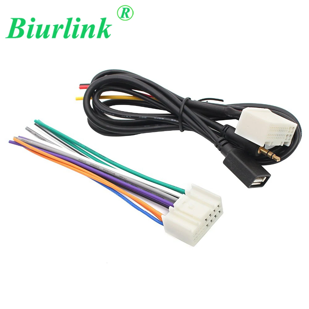 Biurlink CD Changer Power Harness Wiring AUX USB Audio IN Adapter Cable for Hyundai Kia K2 K5 IX35 IX45