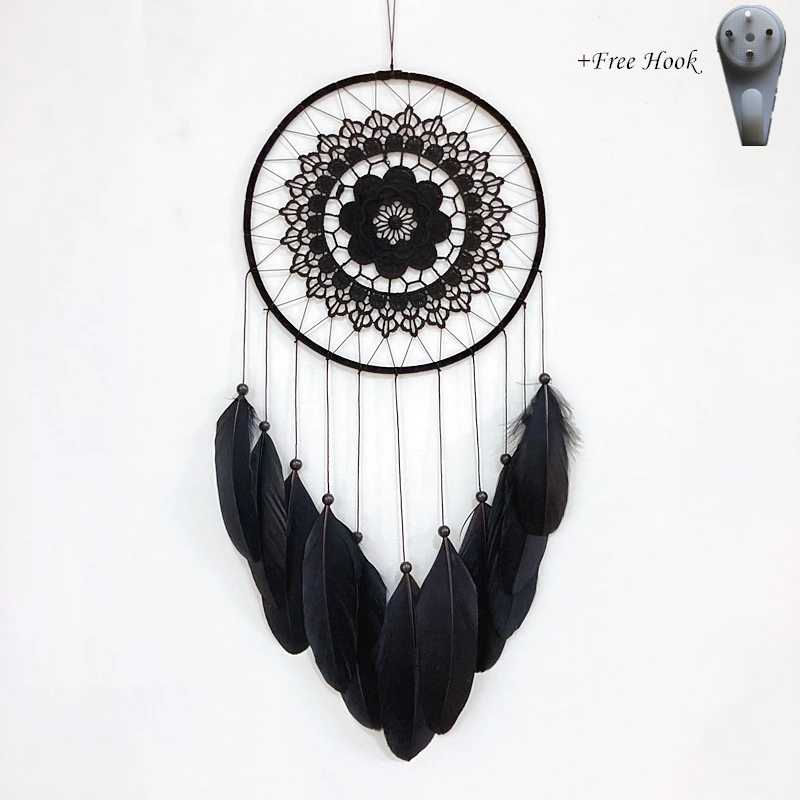 

CPZMR291 Dream Catcher Black Big Free Hook Feather Catchers Dream