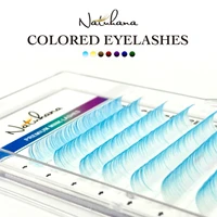 natuhana color gradient lashes individual synthetic mink blue white purple ombre eyelashes false rainbow eyelash extension