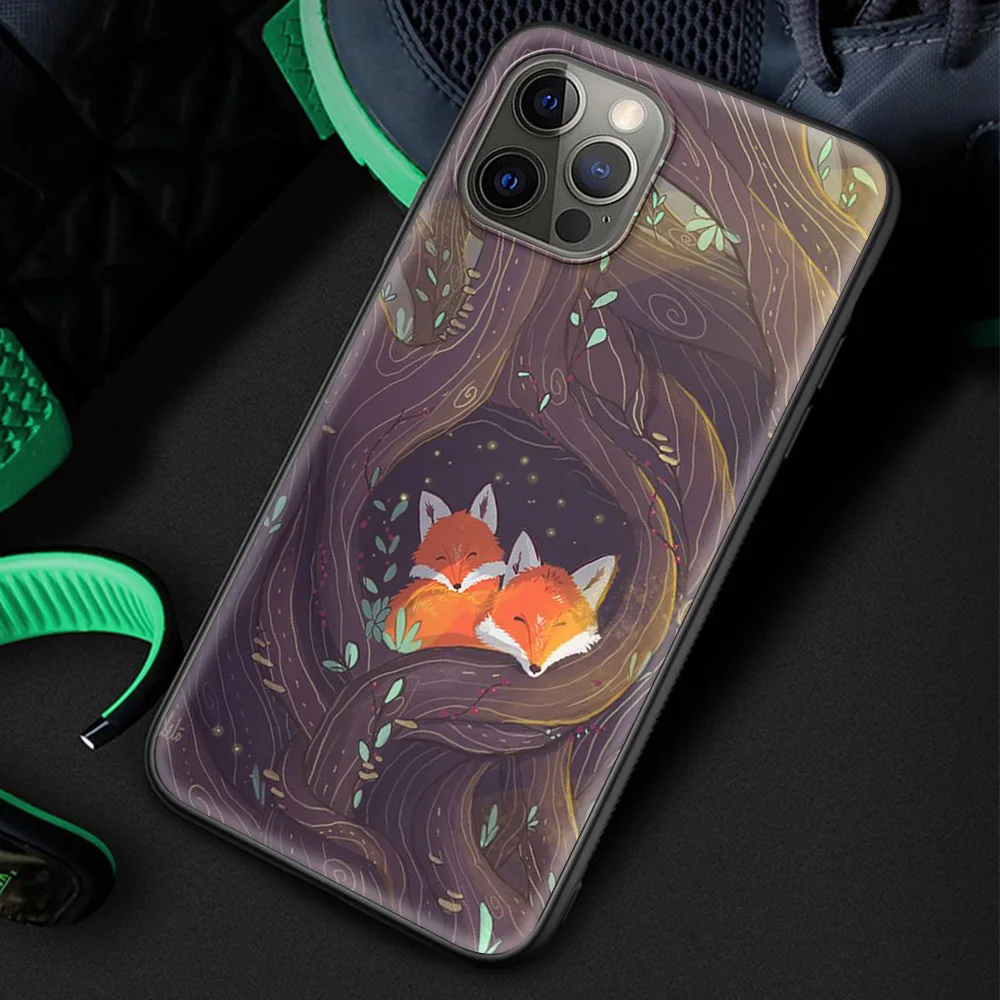 

The Fox Silicone Soft Cover for iPhone 12 11 Pro MAX Luxury Phone Case XR X XS MAX 8 7 6 6S Plus Coque Shell