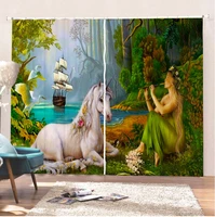 beautiful unicorn curtains artistic conception bathroom curtains 3d print curtains home curtain for living room colorful curtain
