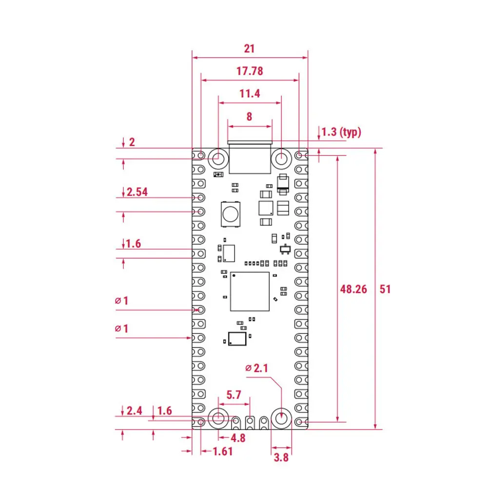 Макетная плата ARM Cortex Microcontroller 133 МГц 16 Мб двухъядерная с гибкими интерфейсами