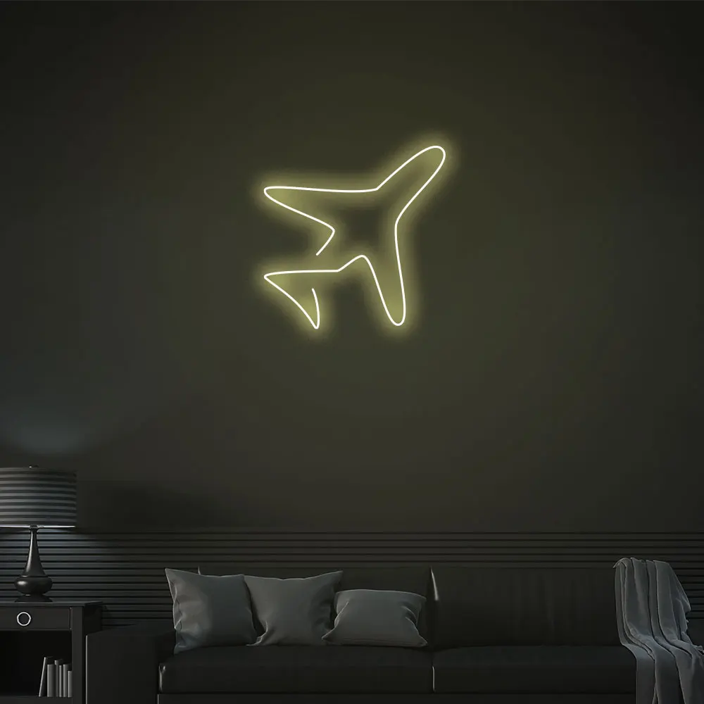 

Неоновый светодиодный светильник «Самолет», домашнее украшение, 12 В, диммер, прозрачный акриловый настенный Декор