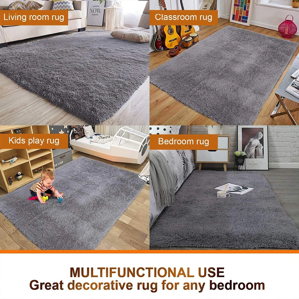 

Grey carpet tie-dyed plush soft carpet for living room non-slip floor mats absorbent carpet for bedroom, seven colors, 17 sizes