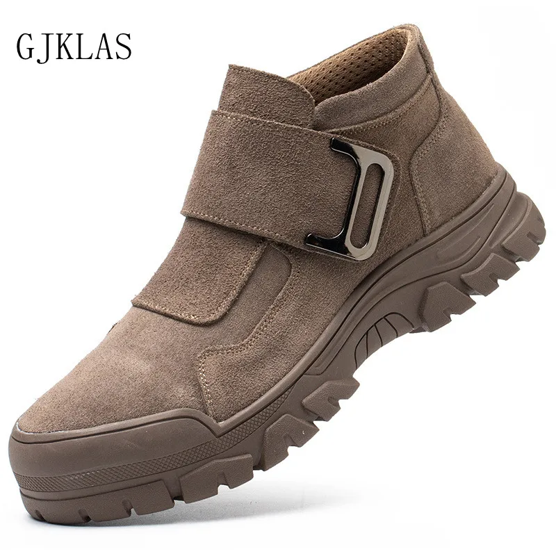 

Indestructible Safety Shoes Men Soft Bottom Work Shoes Steel Toe Work Safety Boots Cowhide Welder Shoes Men Boots Weight Light