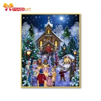 cross stitch kits embroidery needlework sets 11ct water soluble canvas patterns 14ct full merry christmas town ncmc128