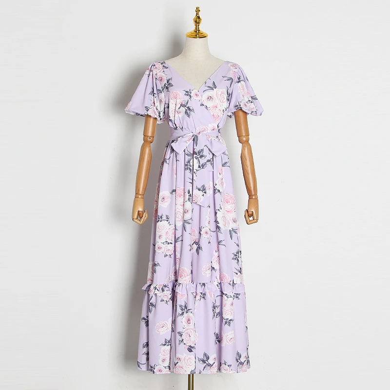 Женское летнее платье макси с оборками и цветочным принтом | Женская одежда
