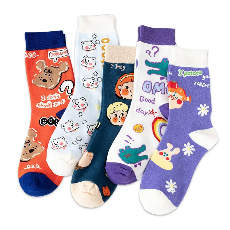 

Cartoon Kawaii Candy Color Woman Socks Cotton Japanese Harajuku Style Funny Socks Women for Spring Autumn 3701