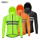 Светоотражающая куртка для бега WOSAWE, ветрозащитная ветровка с капюшоном для горного велосипеда, велоспорта, активного отдыха, походов, верховой езды, Длинные Майки