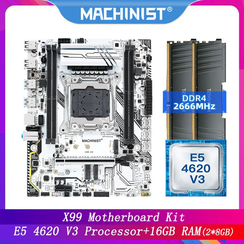 

X99 motherboard LGA 2011-3 kit with Intel Xeon E5 4620 V3 processor DDR4 16GB(2*8GB)2666Mhz RAM memory NVME M.2 M-ATX X99-K9