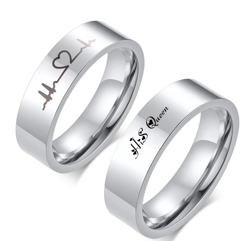 Женское Обручальное кольцо с плоским верхом обещания из нержавеющей стали для