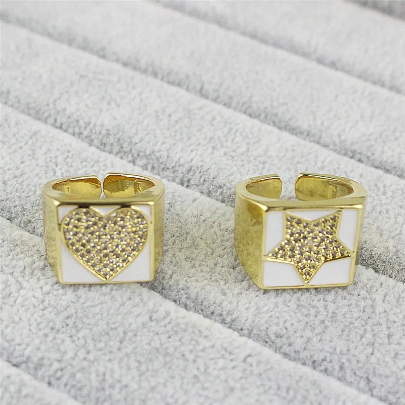 10 шт./лот эмалевое кольцо в форме улыбки/сердца/звезды красочное