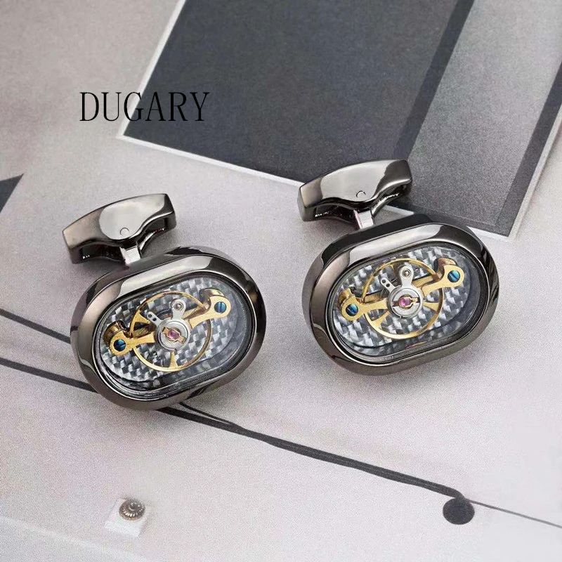 Мужские Запонки DUGARY черные овальные свадебные запонки на пуговицах модные