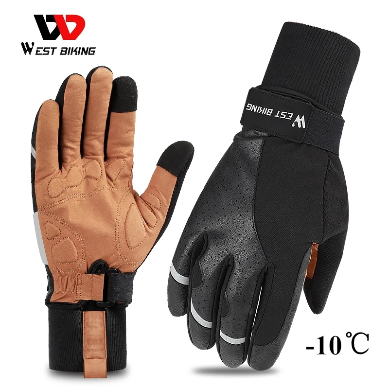 

WEST BIKING 2020 Winter Sport Gloves Thicken Lengthen Warm Cycling Equipment Men Women Outdoor Skiing MTB Bike Motorcycle Gloves