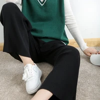 wool blend 2021 new knitted loose wide leg pants high waist elastic drawstring endless outer wear trousers joggers women