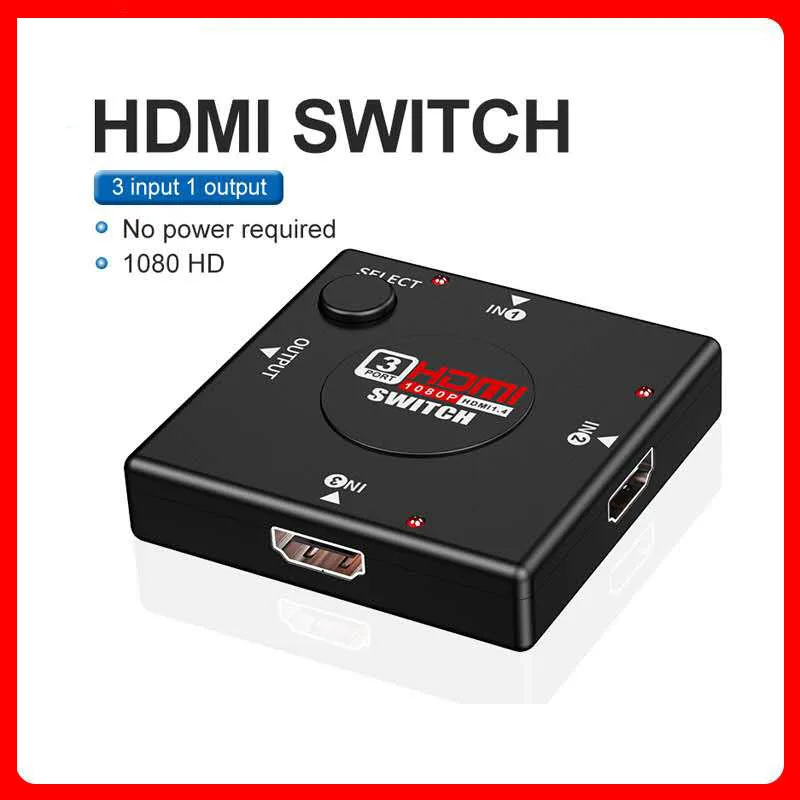 

1PCS 3 input 1 Output Mini 3 Port HDMI Switch Switcher Splitter Box Selector for HDTV 1080P Vedio HDMI KVM Switcher NEW HOT