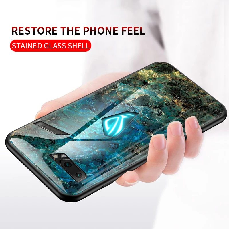 Чехол для Asus ROG Phone 2 ZS660KL, роскошный стеклянный мраморный стеклянный гибридный мягкий силиконовый Жесткий Чехол для Asus ROG 2, чехол для телефона