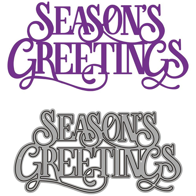 

2021 Christmas Cut Die Seasons Greetings English Words Metal Cutting Dies Diy Molds Scrapbooking Paper Making Die Cuts Crafts