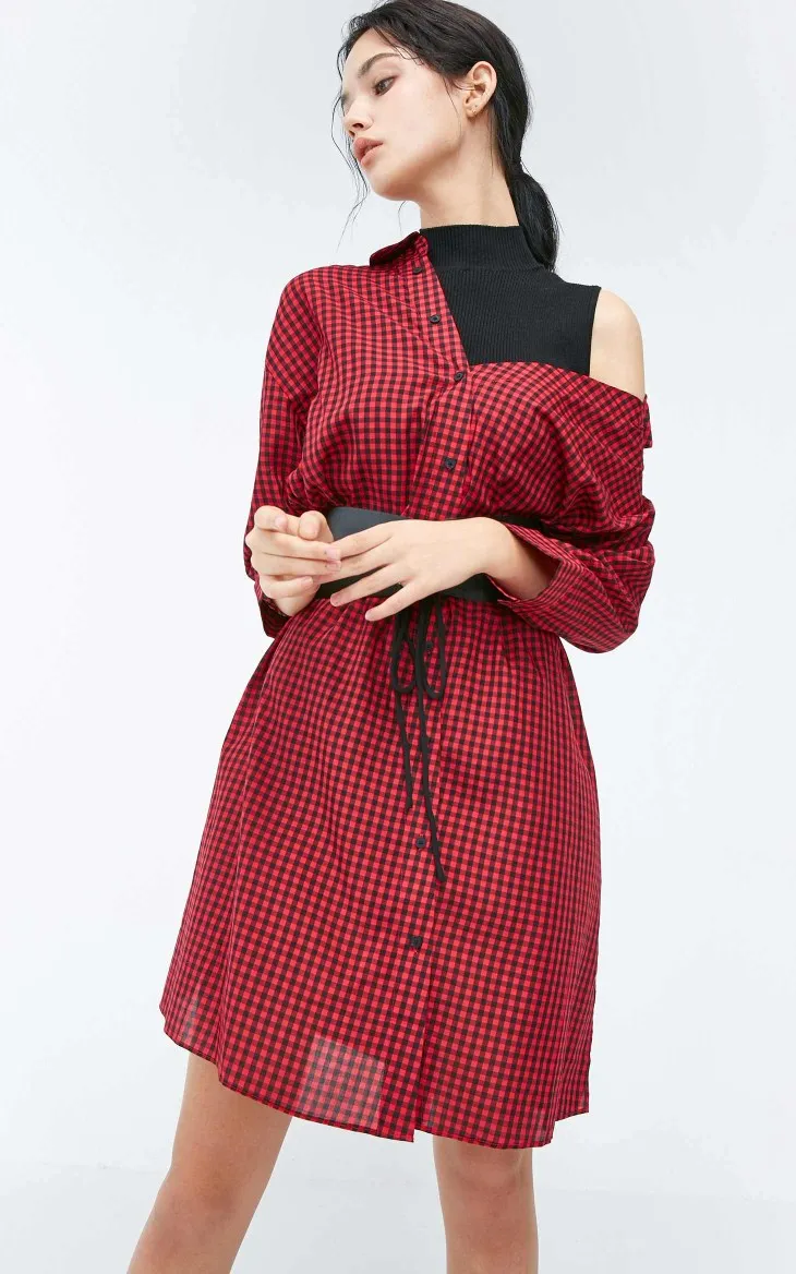 Vero Moda Новое поступление вязаный жилет клетчатое платье-рубашка | 3184SZ506