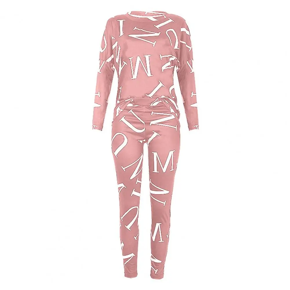 

Outfit Letters Print Long Sleeve Top Spring Women Blouse Pants Tracksuit for Sports