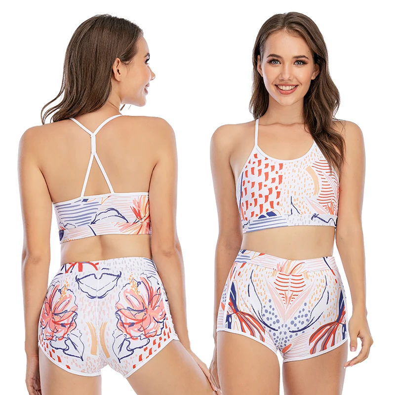 

2 шт., женский купальный костюм с цветочным принтом