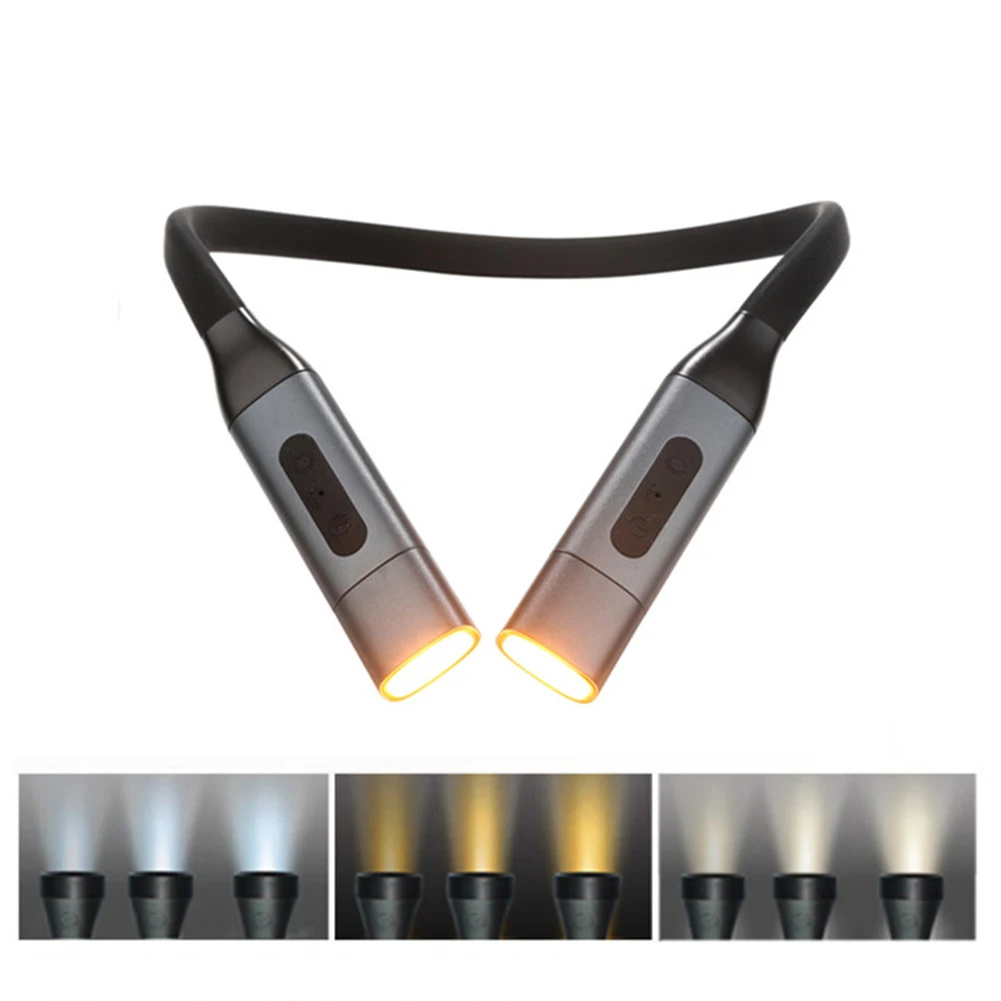 

Высококачественная лампа для чтения на шею, ночной Светильник для книги, перезаряжаемый через USB, свободные руки, прочный светодиодный светильник для вязания, освещение для кемпинга