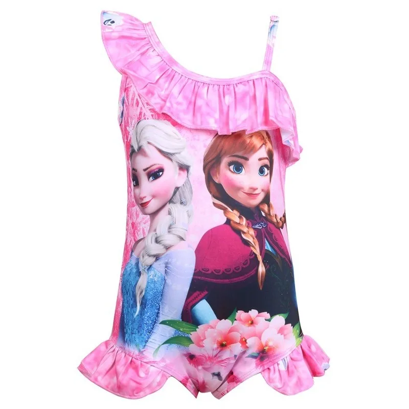Цельный купальник для маленьких детей девочек с изображением Эльзы Анны и