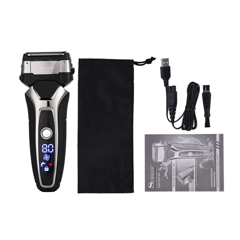 

USB Rechargeable Electric Shaver Stainless Steel Shaving Machine Men 3D Triple Floating Blade Razor Shaver barbeador eletrico