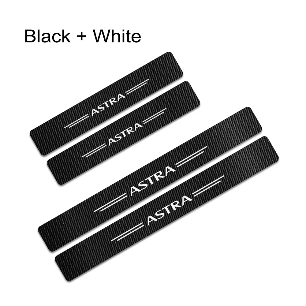 Black White 4 шт., накладки на порог двери автомобиля, накладки на пороги, защитные наклейки на пороги для Opel Astra J H G K, автомобильные накладки на педали двери, аксессуары - Название цвета: Black White