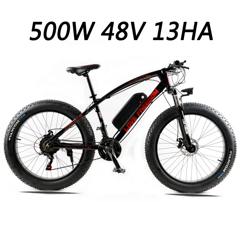 500W Black red Love Freedom 21 скоростной горный велосипед, электрический велосипед 36 В 350 Вт 10.4Ah 26X4,0, мощный Электрический толстый велосипед - Цвет: 500W Black red