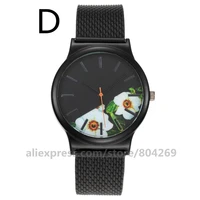 flower women pvc casual starry wristwatch sleek minimalist watches round ladies quartz watches