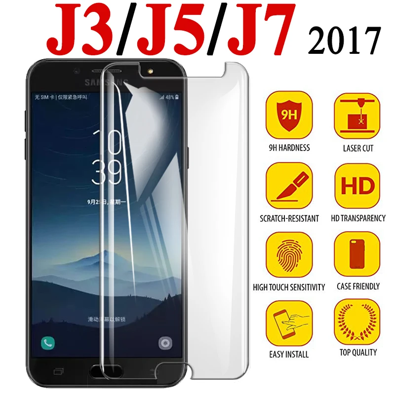 Закаленное стекло для Samsung Galaxy J3 J5 J7 2017 защитная броня j5 j7 2016 j4 j6 j8|Защитные стёкла