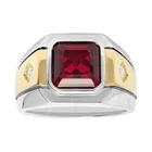 Мужское Золотое кольцо в деловом стиле, обручальное кольцо с рубином и бриллиантом