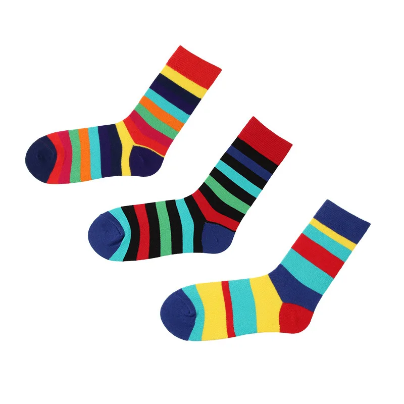 Красочные смешные хлопковые полосатые парные носки в арт-стиле новинка