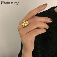 foxanry minimalist 925 stamp finger rings fashion creative irregular geometric handmade birthday party jewelry gifts