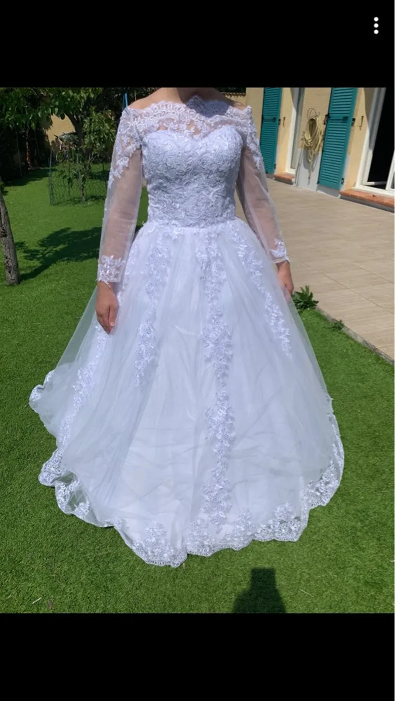 Свадебное платье принцессы Vestido De Noiva Прозрачное с открытыми плечами и длинным