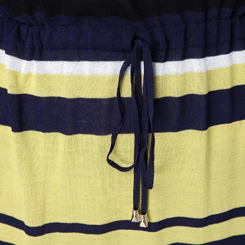 

Sweater Dress Striped V-Neck 2020 New Arrive Spring Summer Women Long-Sleeved Long Sweater Knitted Pullovers Dress With Belt