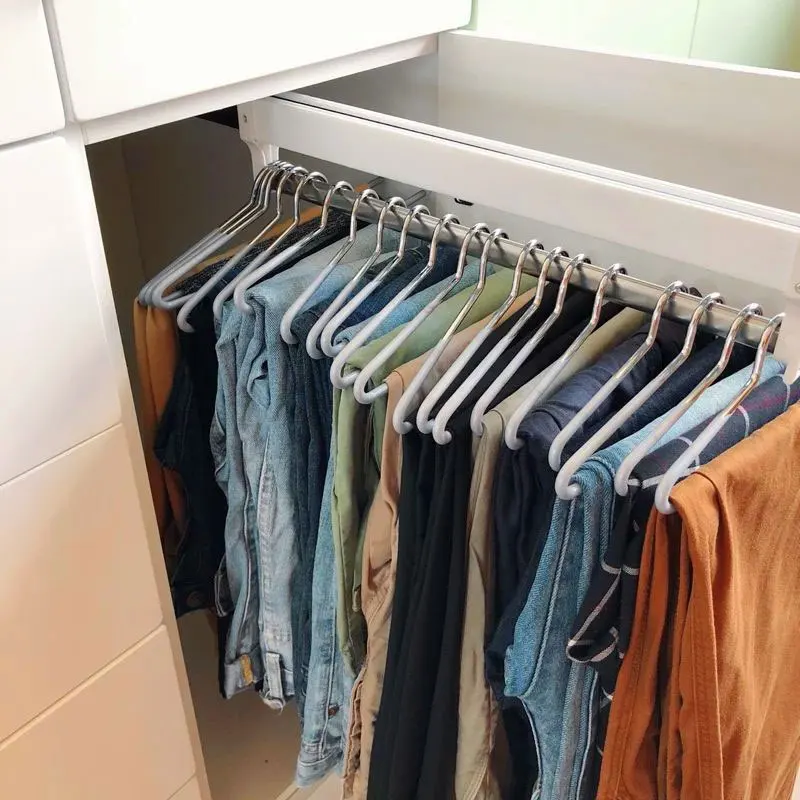 

Extendable Closet Hanger Pull-Out Closet Valet Rod Adjustable Wardrobe Clothing Rail Top Mount Wardrobe rack Heavy Duty OW